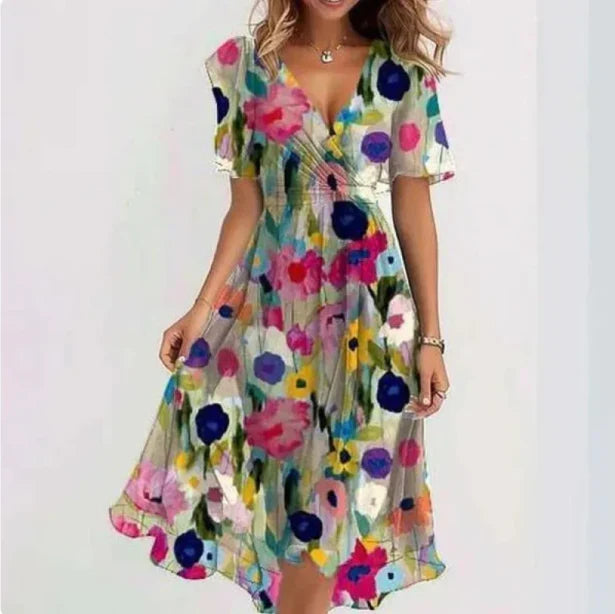 Tatiana | Vestido midi escote V manga corta