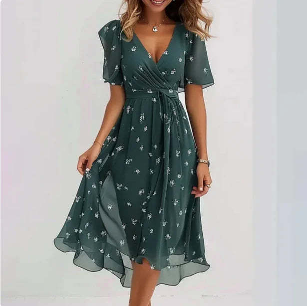 Tatiana | Vestido midi escote V manga corta