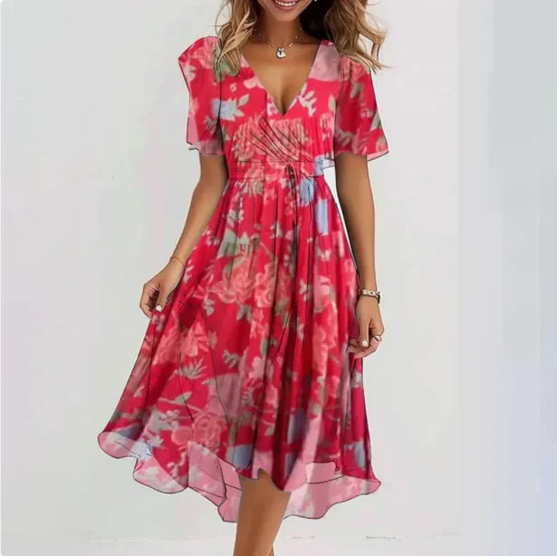 Tatiana | Vestido midi escote V manga corta