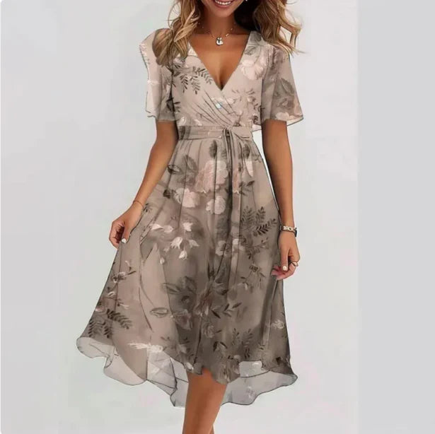 Tatiana | Vestido midi escote V manga corta