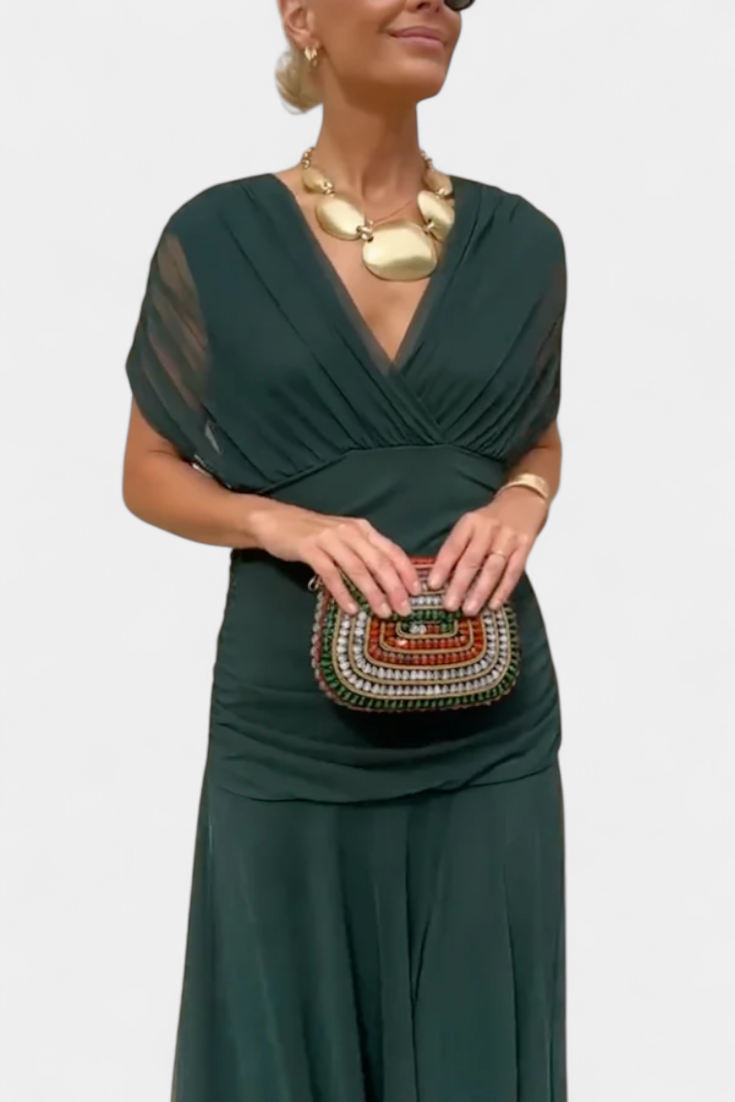 María Emilia | Vestido off shoulder plisado