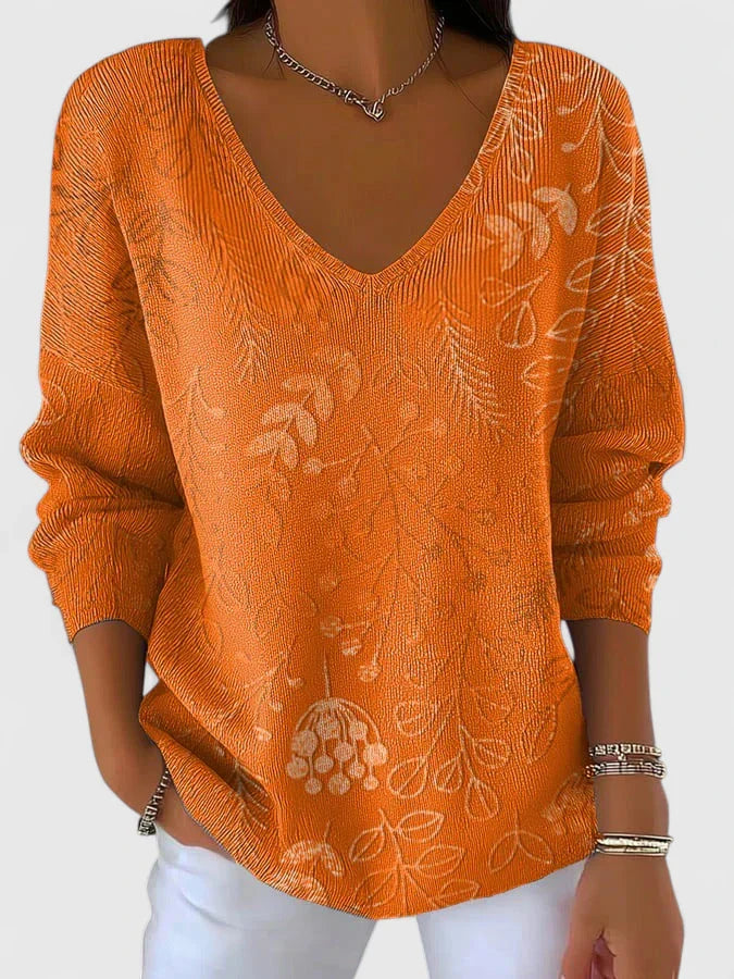 Aisley | Suéter Elegante Naranja con Escote en V