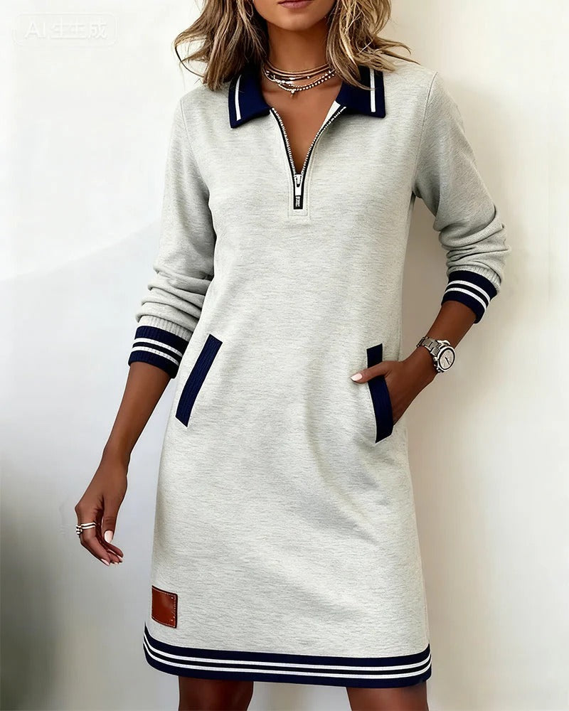 Martina | Vestido manga larga con cuello y cierre