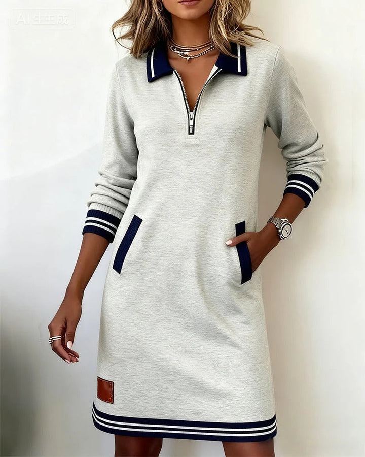Martina | Vestido manga larga con cuello y cierre