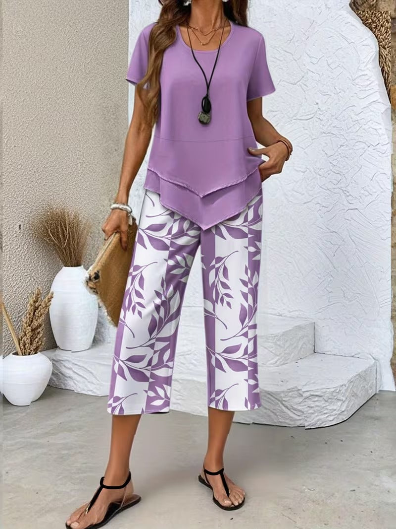 María Julia | Conjunto de dos piezas con estampado de hojas