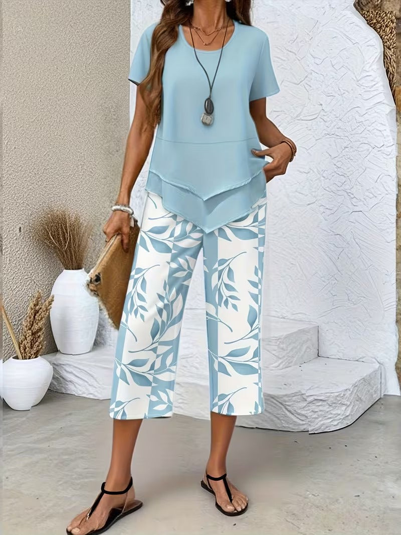 María Julia | Conjunto de dos piezas con estampado de hojas