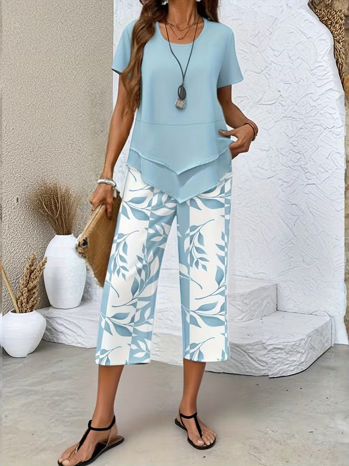 María Julia | Conjunto de dos piezas con estampado de hojas