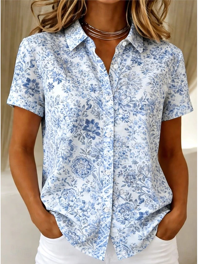 Urbana | Blusa camisera floral de manga corta