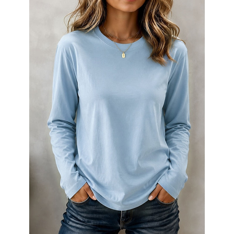 Ayelén | Polera clásica de manga larga con cuello redondo