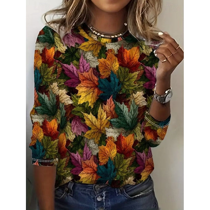 Almendra | Blusa manga larga estampado botánico