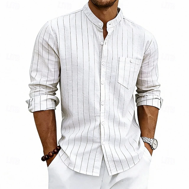 Moisés | Camisa de rayas con cuello mao