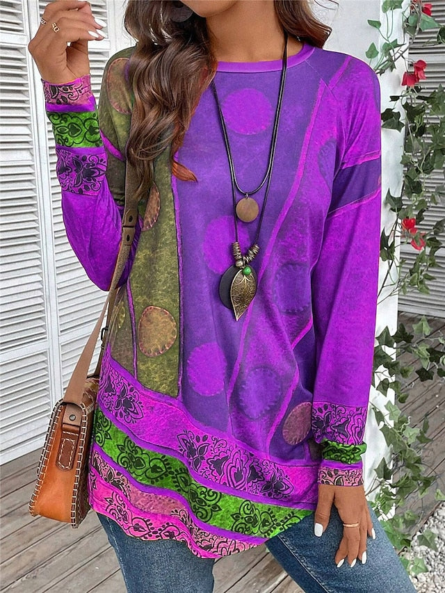Grace | Blusa larga con estampado artístico