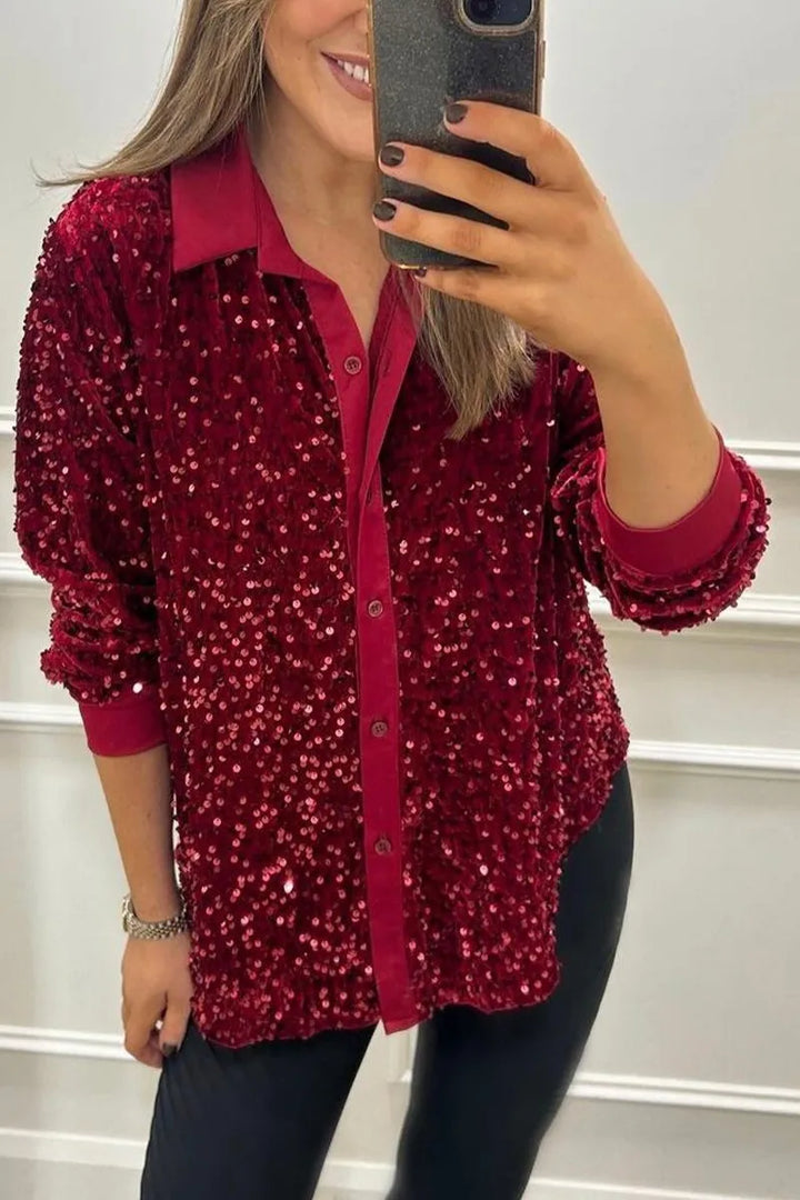 Irma | Blusa camisera con lentejuelas