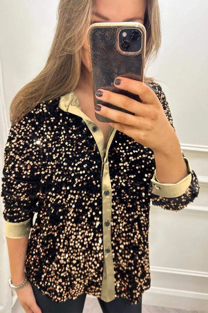 Irma | Blusa camisera con lentejuelas