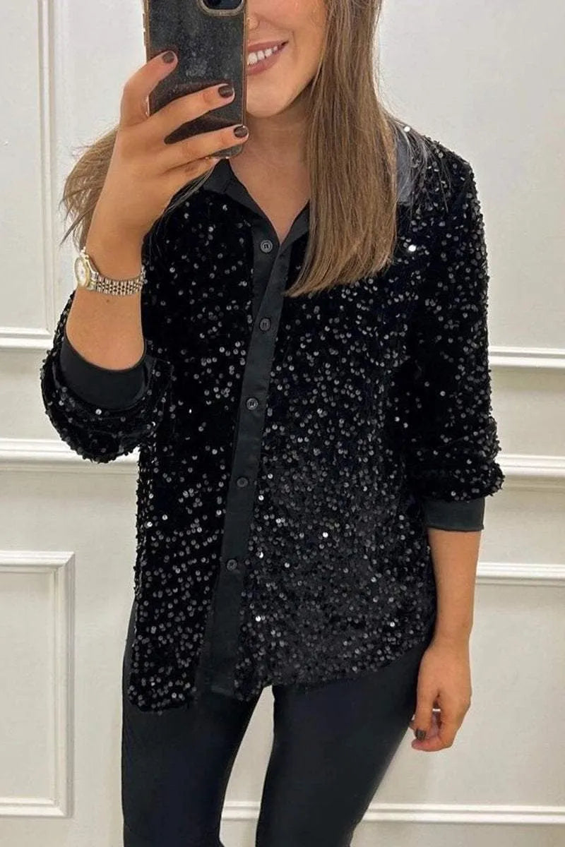 Irma | Blusa camisera con lentejuelas