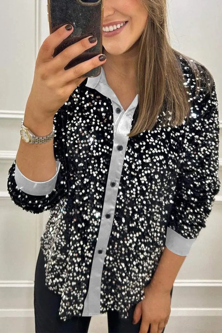 Irma | Blusa camisera con lentejuelas