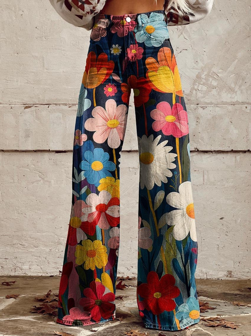 Laura Andrea | Pantalón floral de pierna ancha