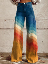 César | Pantalón multicolor con estampado retro zigzag