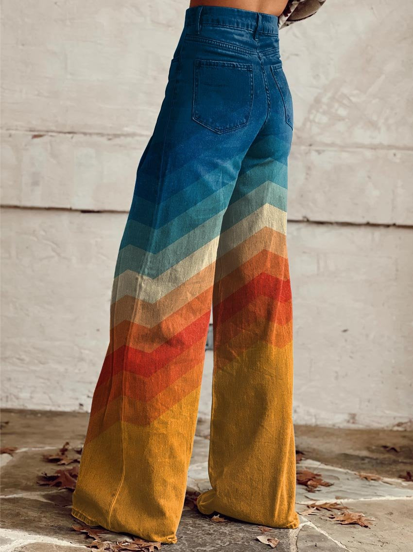 César | Pantalón multicolor con estampado retro zigzag