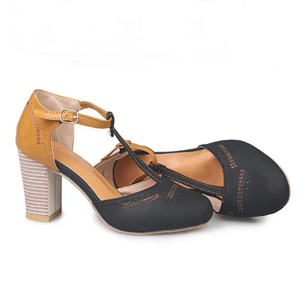 Ximena Andrea | Mary janes bicolor con taco ancho