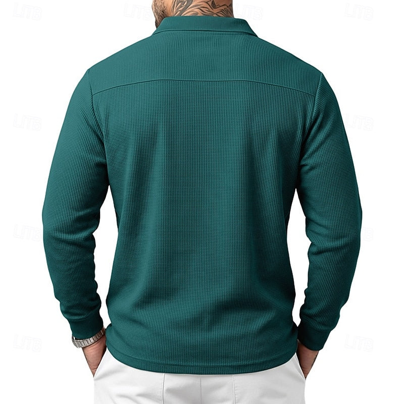 Ronald | Polera polo manga larga con textura