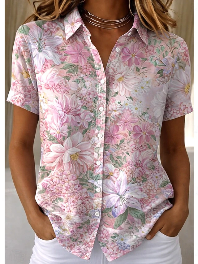 Urbana | Blusa camisera floral de manga corta