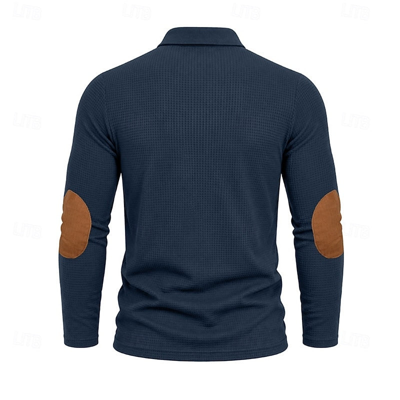Francisco | Polera polo manga larga con textura waffle