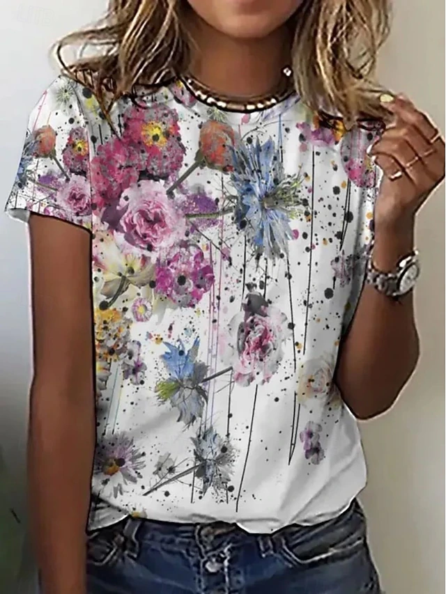 Piedad | Polera floral manga corta