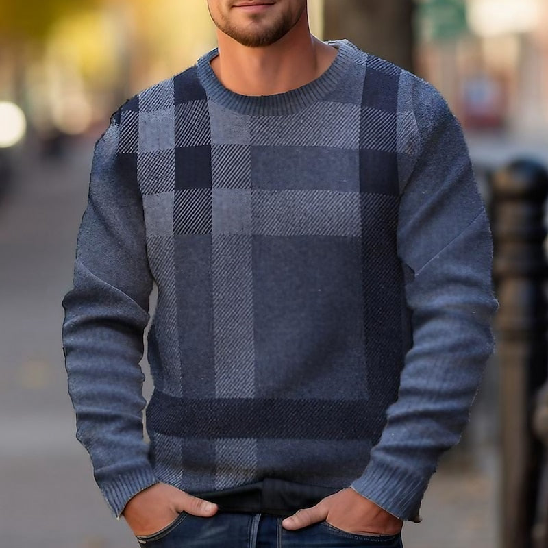 Hernán | Sweater cuello redondo a cuadros