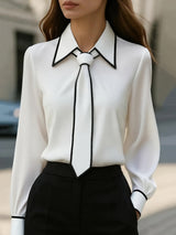 Rosario | Blusa con corbata en contraste