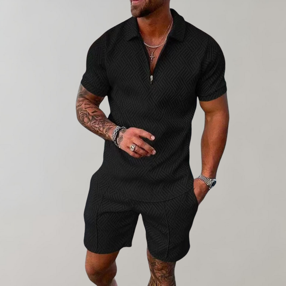 Eleodoro | Conjunto casual de polera con cierre y short