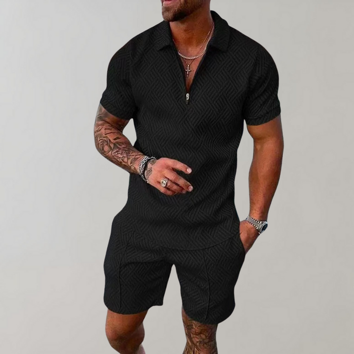 Eleodoro | Conjunto casual de polera con cierre y short