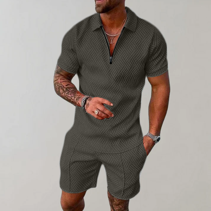 Eleodoro | Conjunto casual de polera con cierre y short