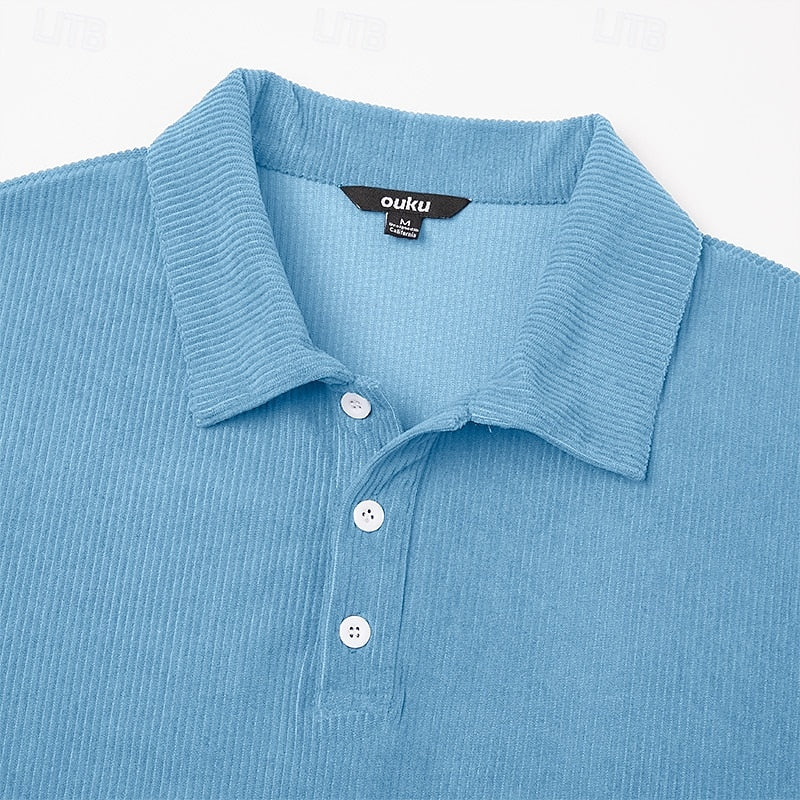 Eric | Polera polo texturizada de manga larga