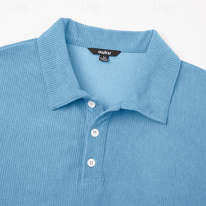 Eric | Polera polo texturizada de manga larga