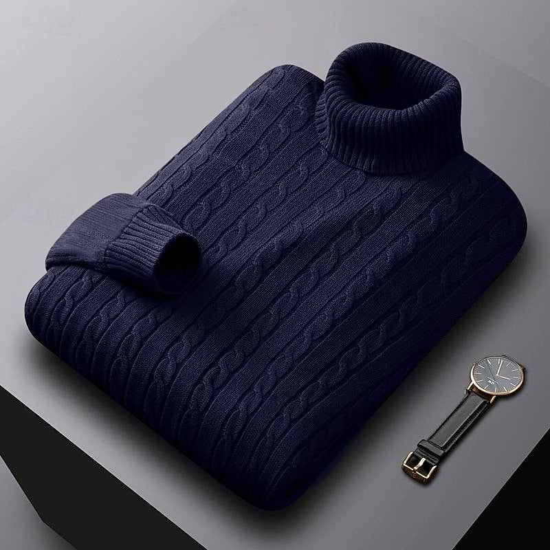 Kurt | Sweater cuello alto de punto trenzado