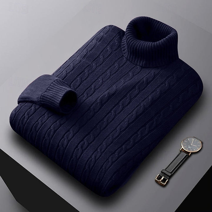 Kurt | Sweater cuello alto de punto trenzado