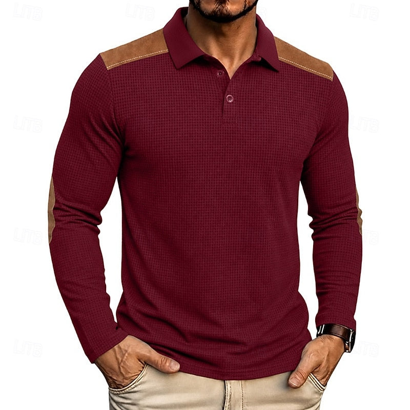 Francisco | Polera polo manga larga con textura waffle