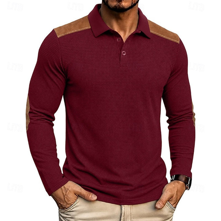 Francisco | Polera polo manga larga con textura waffle