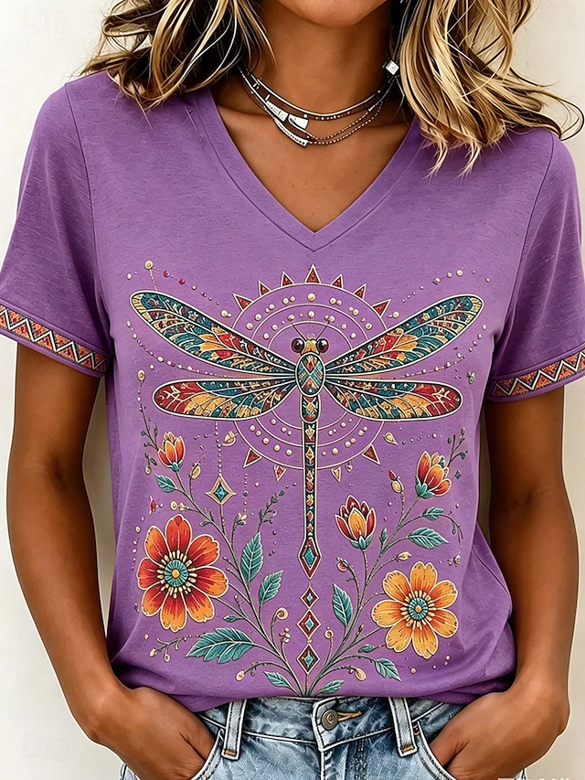 Rita | Polera escote V con libélula