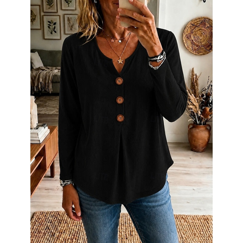 Natividad | Blusa con escote en V y botones