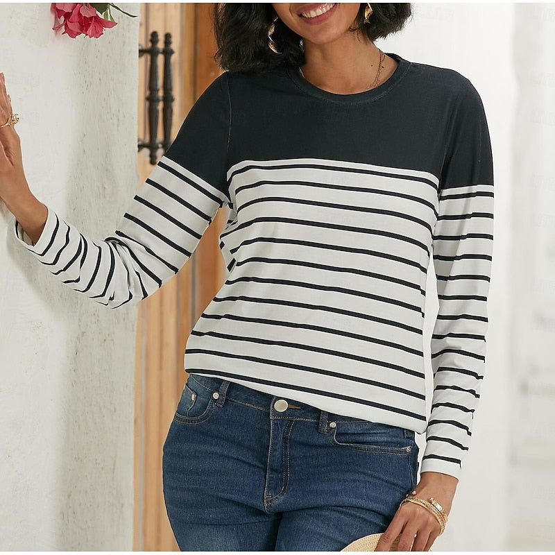 Yamilet | Polera a rayas de manga larga