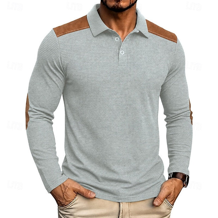 Francisco | Polera polo manga larga con textura waffle