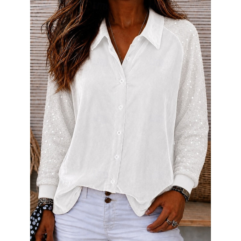 Azucena | Blusa camisera con mangas de lentejuelas