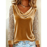 Yunuen | Top de cuello drapeado con mangas brillantes