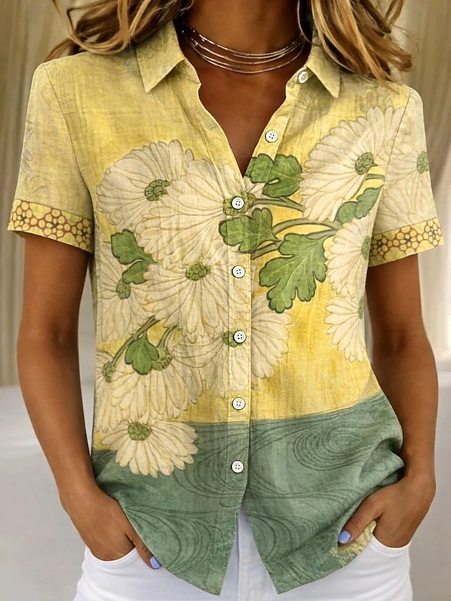 Urbana | Blusa camisera floral de manga corta