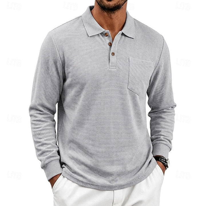 Ronald | Polera polo manga larga con textura