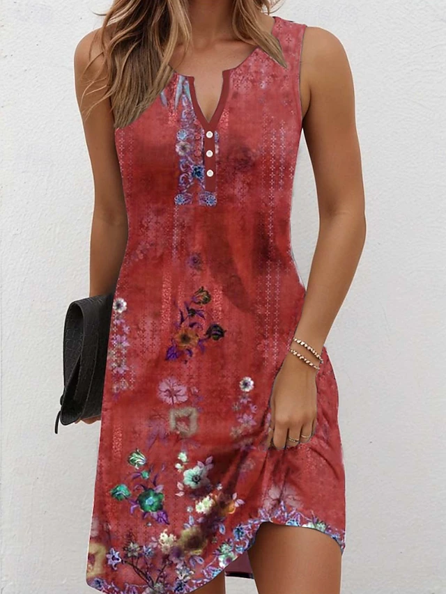 Pilmaiquén | Vestido sin mangas con estampado floral