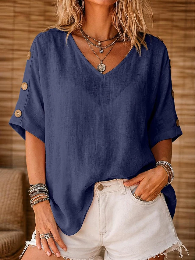 Hortensia | Blusa holgada con botones en las mangas