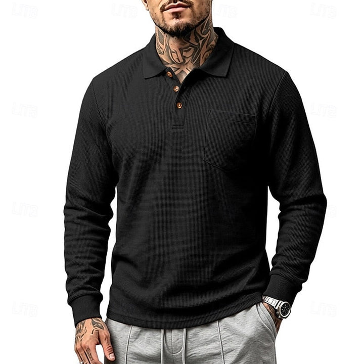 Ronald | Polera polo manga larga con textura